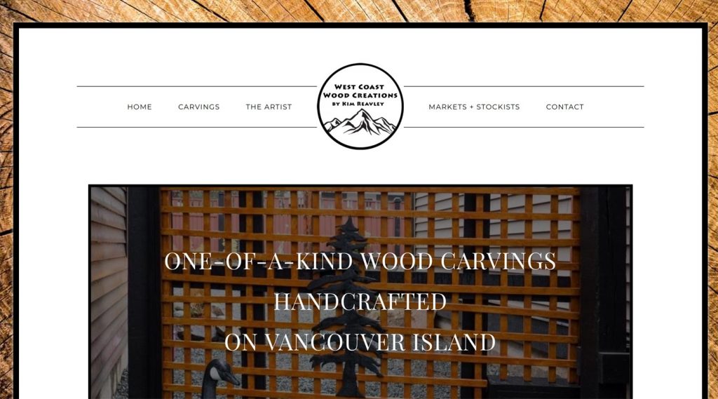 screenshot of West Coast Wood Creations, designed by Qualicum Beach/Parksville Web Designer Paradise West
