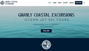 Gnarly Coastal Excursions website screenshot, designed by Vancouver Island Web Designer