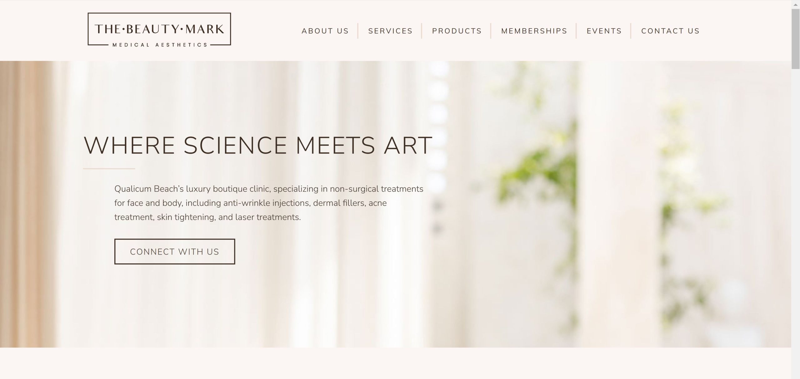 Screenshot from The Beauty Mark website, created by Qualicum Beach web designer
