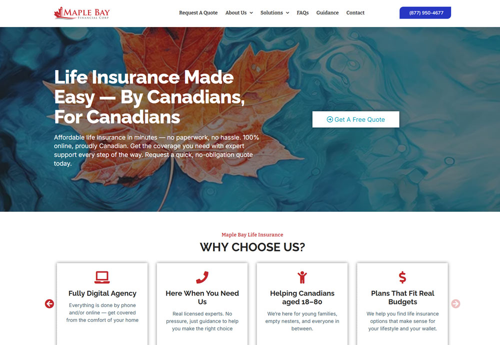 screenshot of Maple Bay Financial, created by Qualicum Beach web designer